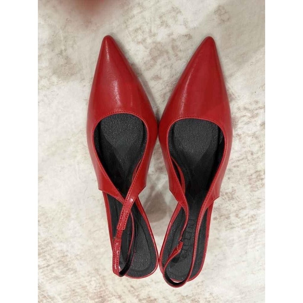 Billini Diane Crimson Red Pointed Toe Slingback Kitten Heel Pumps Shoes S